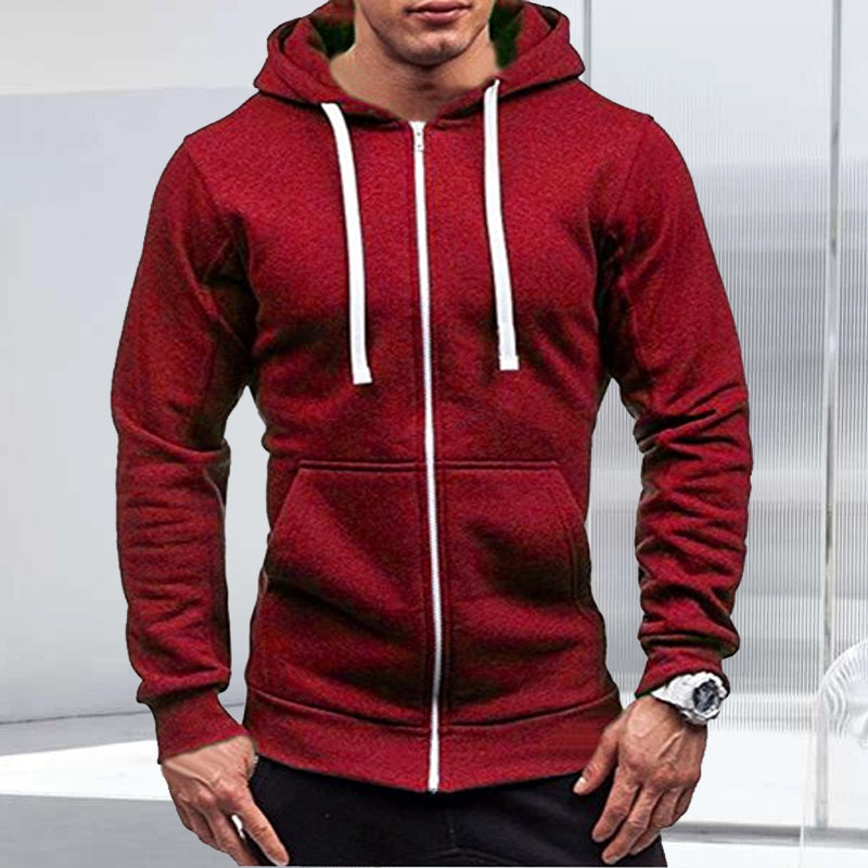 Einfarbiger Hoodie mit Reißverschluss