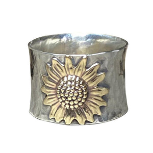 Withinhand Goldener Sonnenblumen Breitband Ring