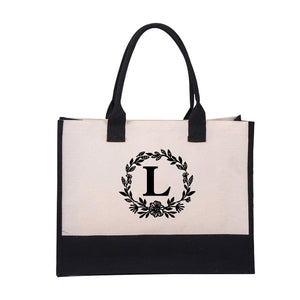 Leinen Alphabet Strandtasche