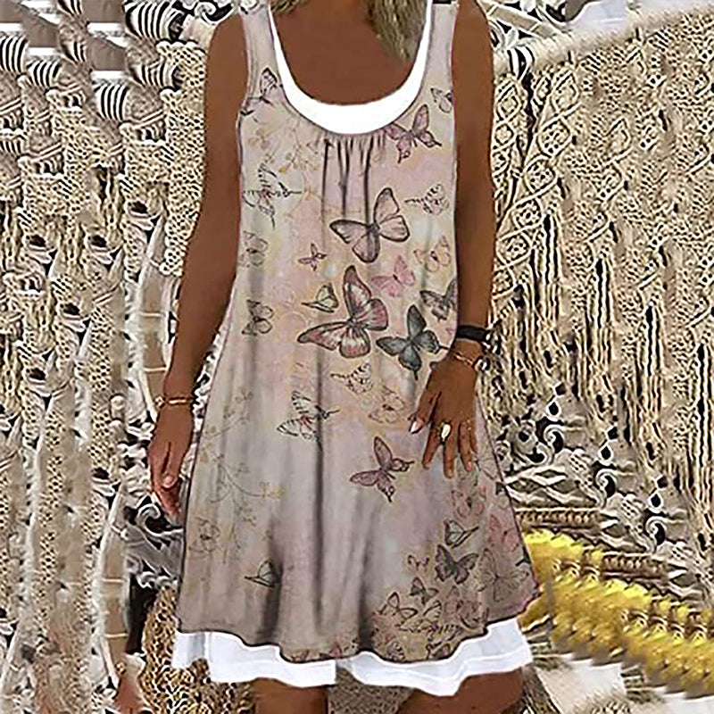 Ärmelloses Kleid mit Digitaldruck