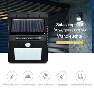 20 LED Solarlampen Außen, Superhelle Wandleuchte mit Bewegungssensor