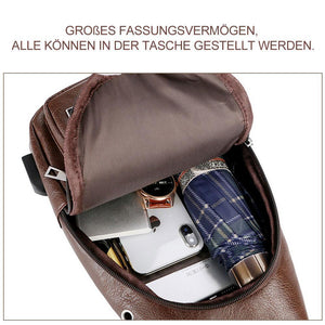 Schultertasche Crossbodytasche für Herren mit USB-Ladeanschluss