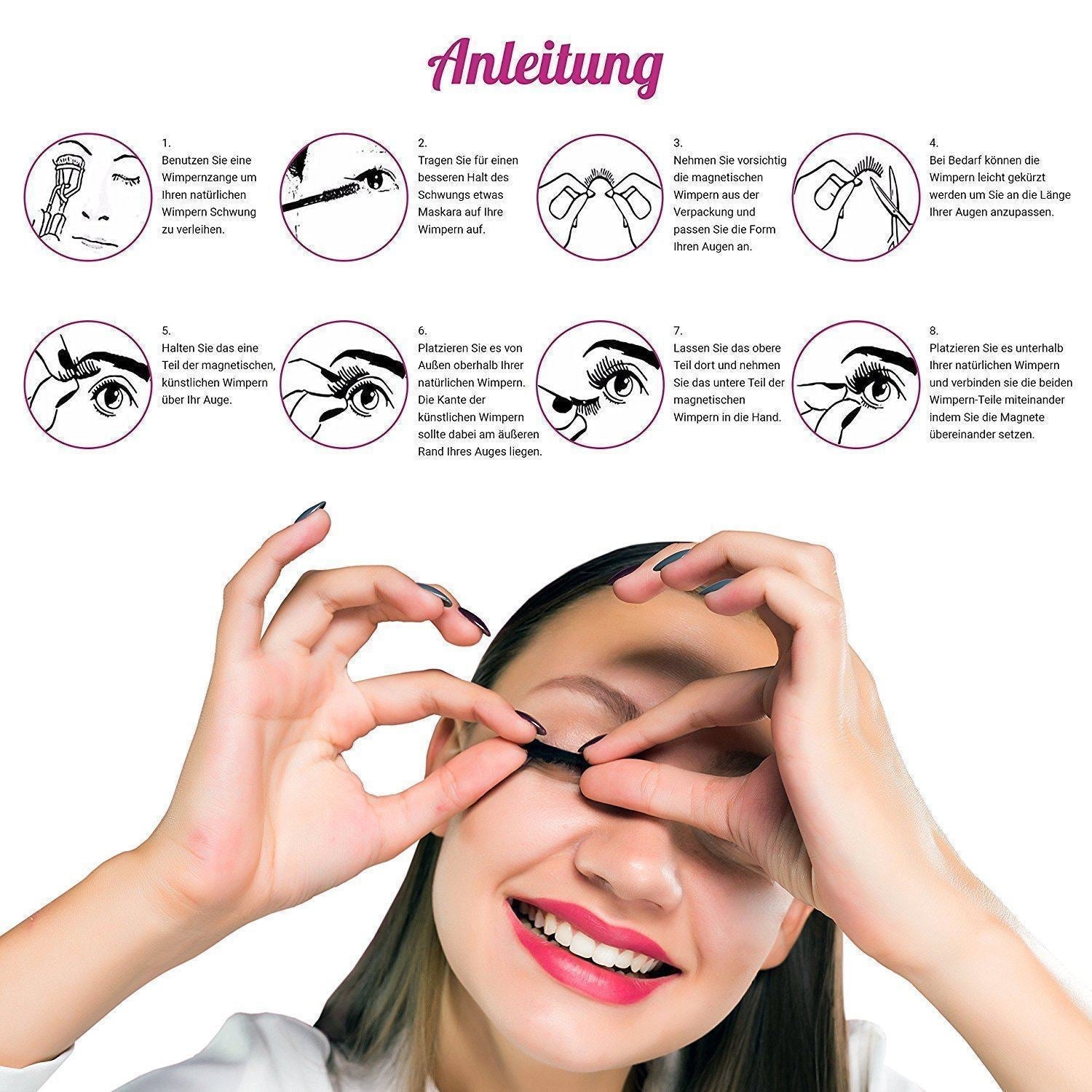 Magnetische Falsche Wimpern（4 Paar/8 Stücke）