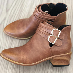 Damen Retro Stiefel mit verstellbarer Schnalle