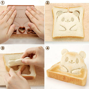 Sandwich-Form, Bär, Panda und Frosch, glückliche Frühstückszeit