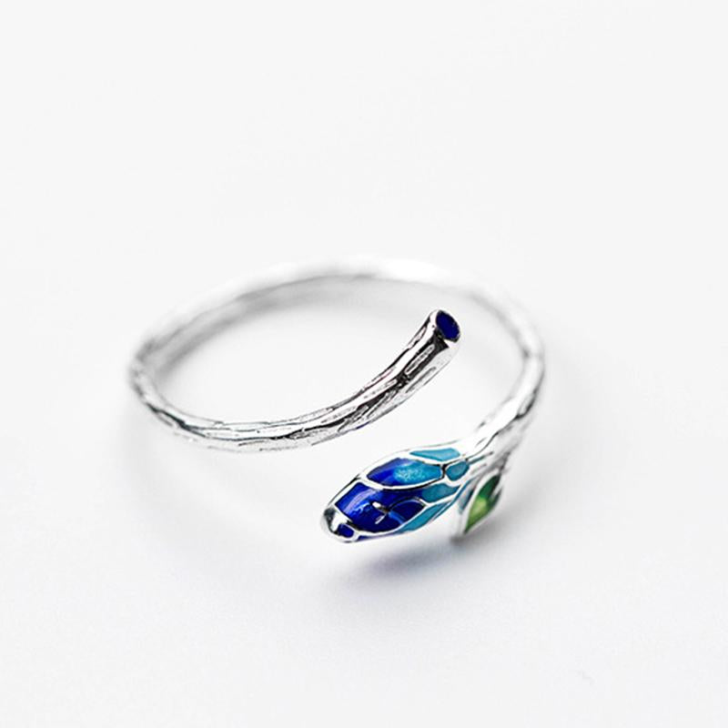 Blau- Lotus 925 Sterling Silber Ring