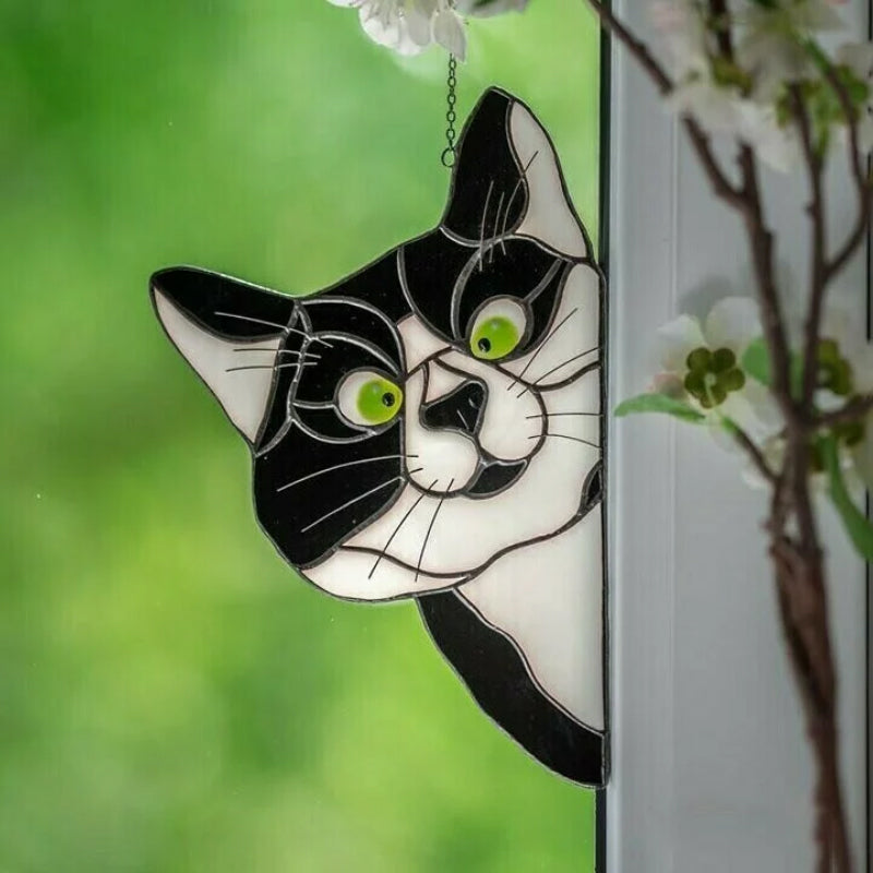 Süßer Katzenaufkleber fürs Fenster