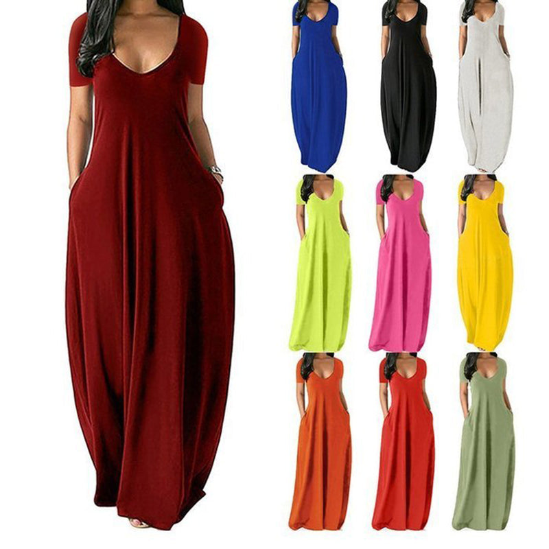 Einfarbiges Sexy Kleid Mit Tiefem V-Ausschnitt Für Damen