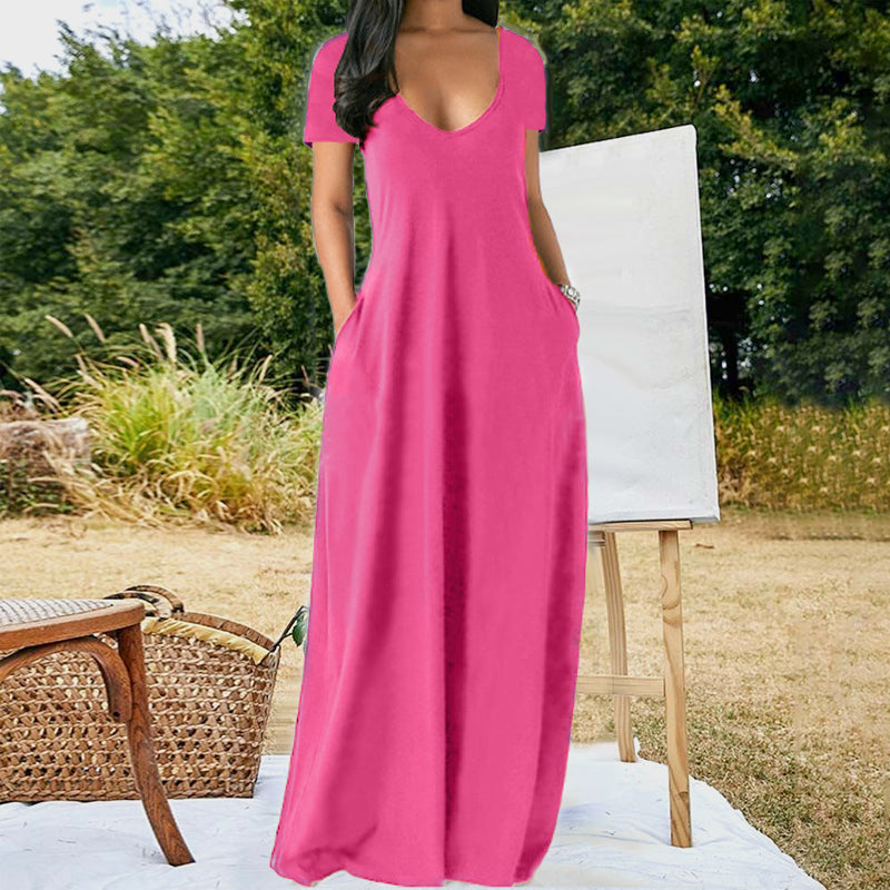 Einfarbiges Sexy Kleid Mit Tiefem V-Ausschnitt Für Damen