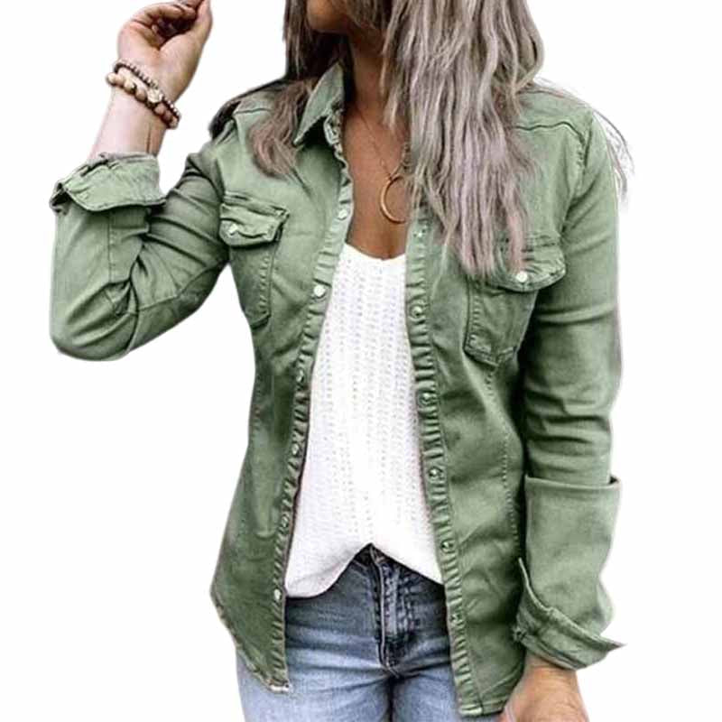 Einfarbige Plissierte Jeansjacke mit Reverskragen