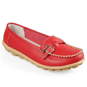 Damen Leder Slip-on Flache Loafer Schuhe