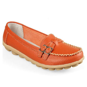 Damen Leder Slip-on Flache Loafer Schuhe