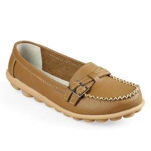 Damen Leder Slip-on Flache Loafer Schuhe