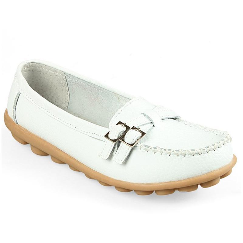 Damen Leder Slip-on Flache Loafer Schuhe